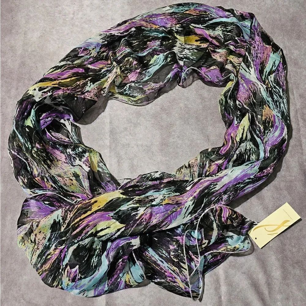 COLLECTION EIGHTEEN Water Floral Boa POLYESTER Scarf 15" x 78"